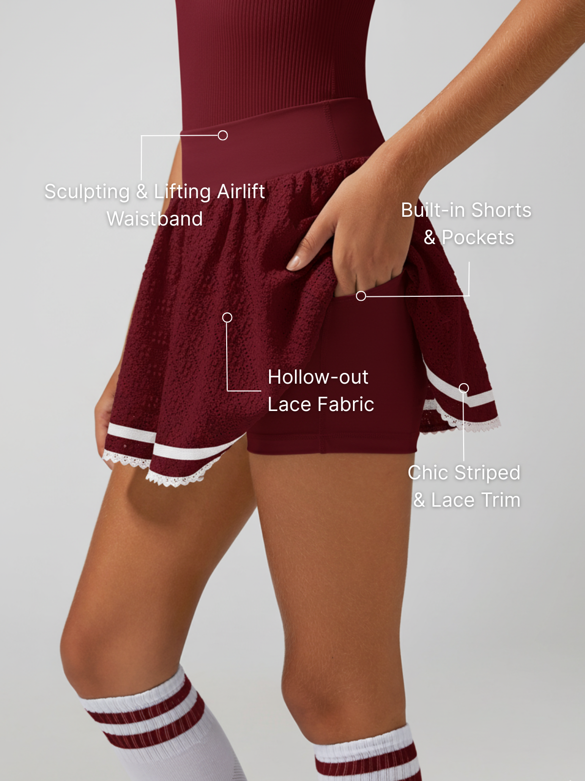 High Elasticity Hollow Out Tennis Skirt