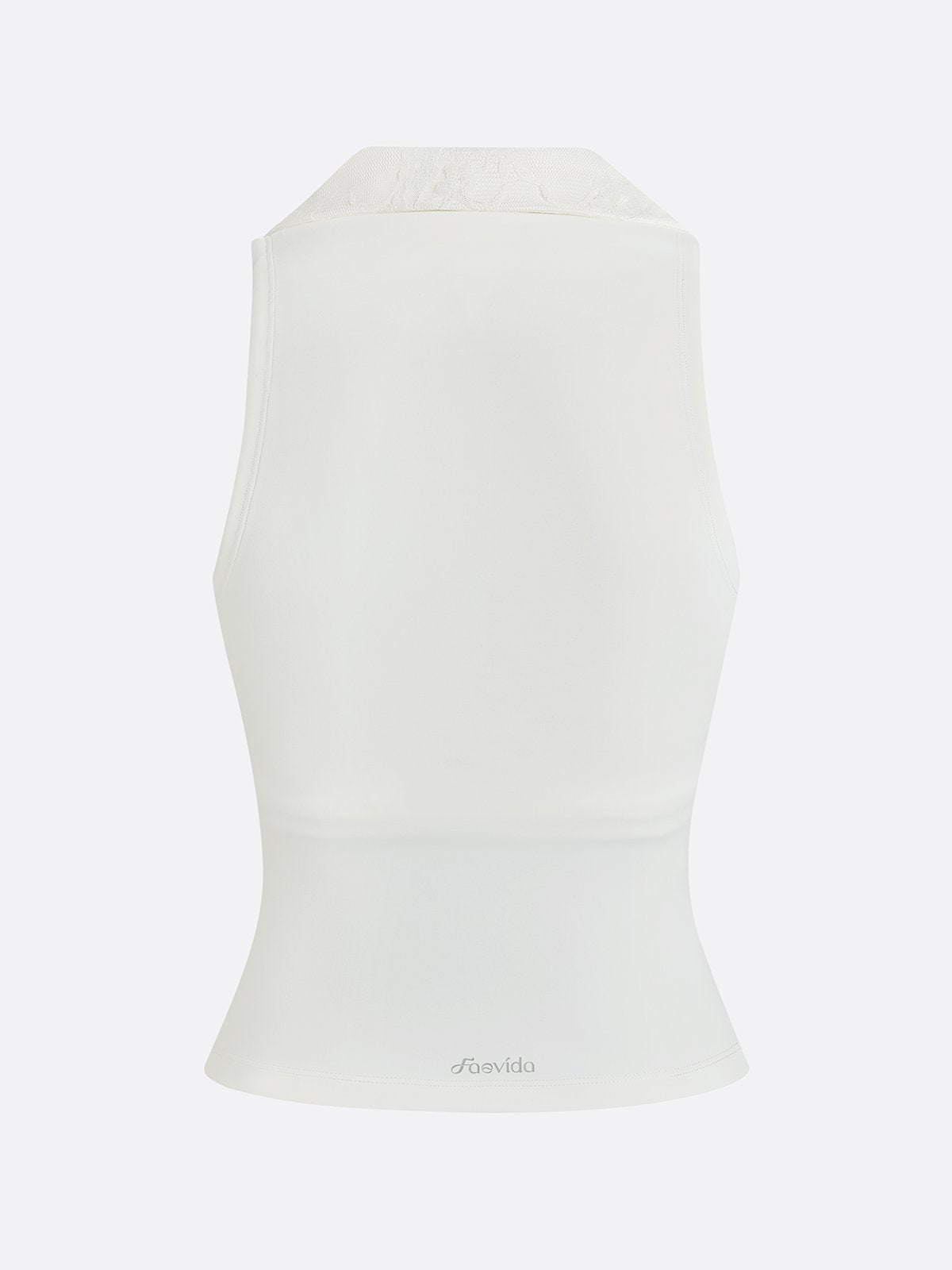 High Elasticity Lace Polo Tank Top with Built-in Bra