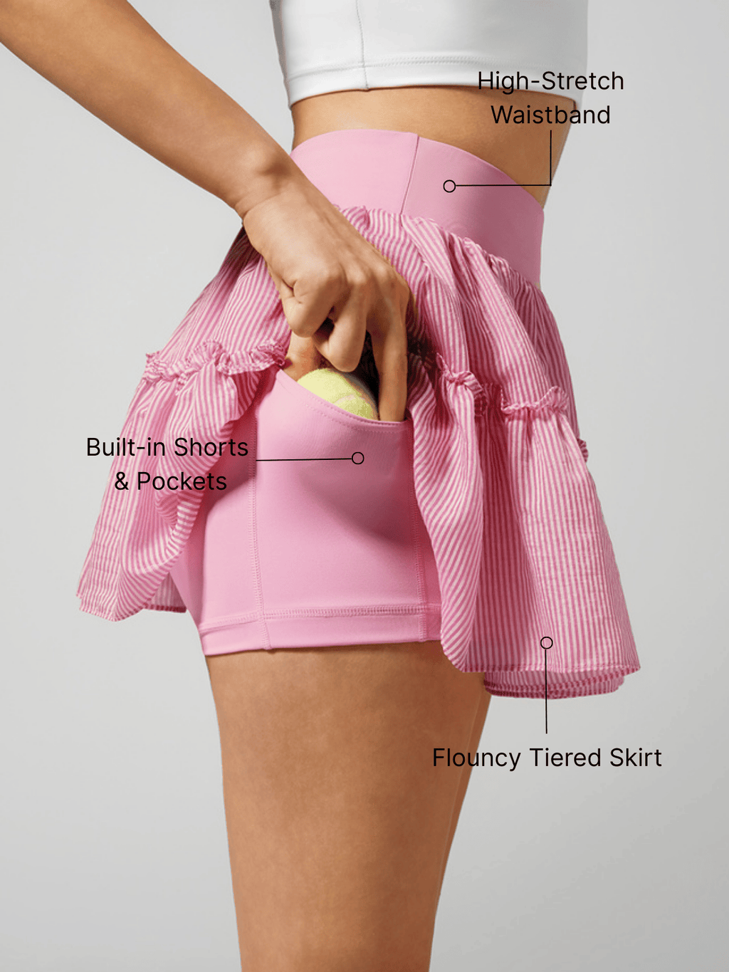 High-stretch Waistband Bow Tennis Skirt