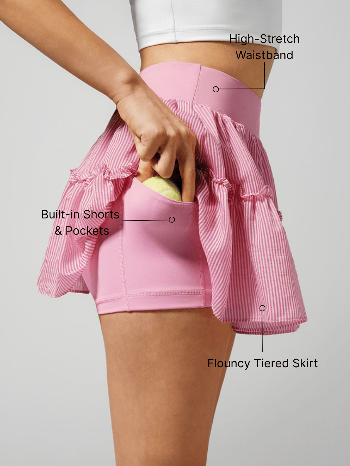 High-stretch Waistband Bow Tennis Skirt