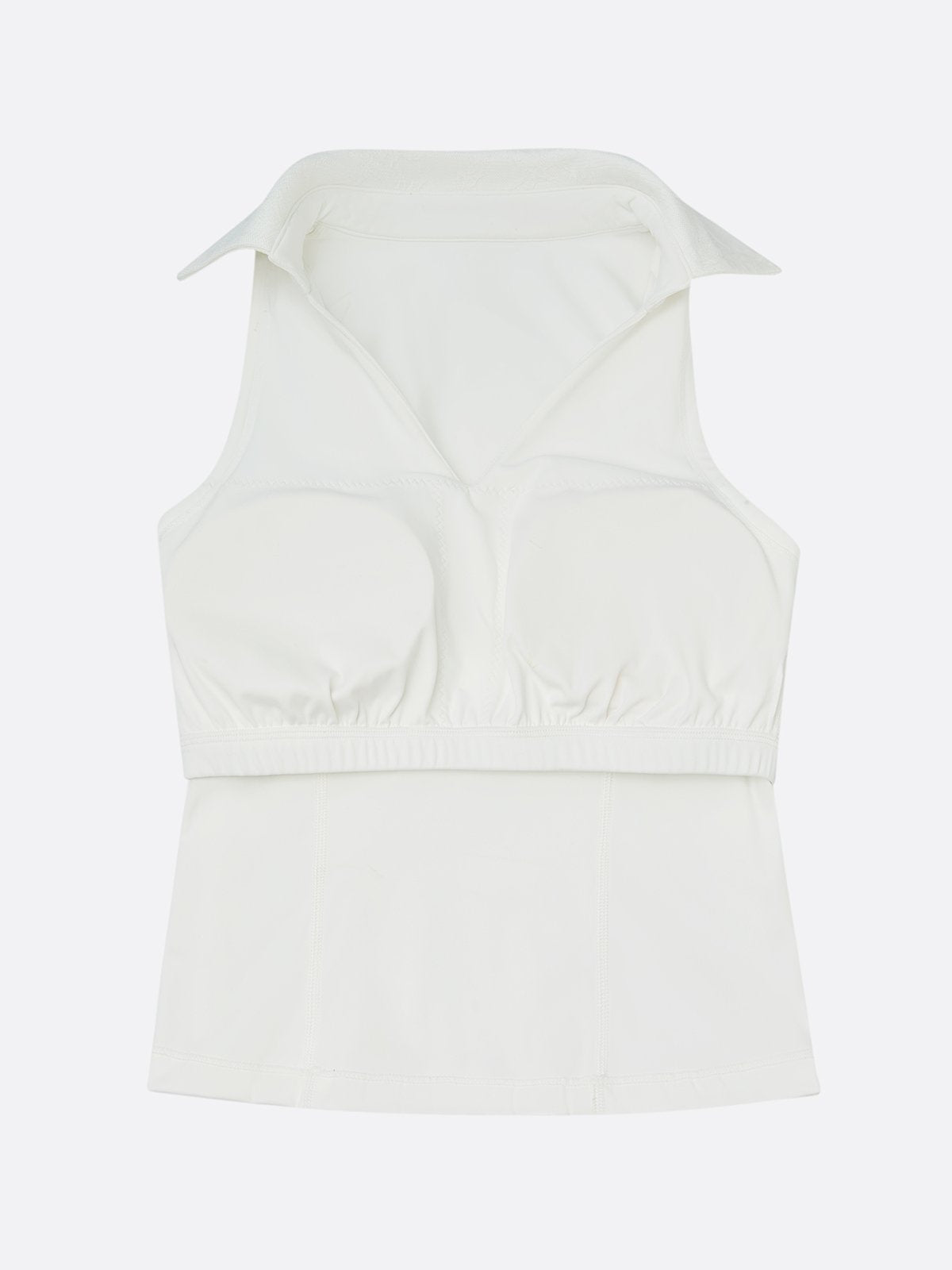 High Elasticity Lace Polo Tank Top with Built-in Bra