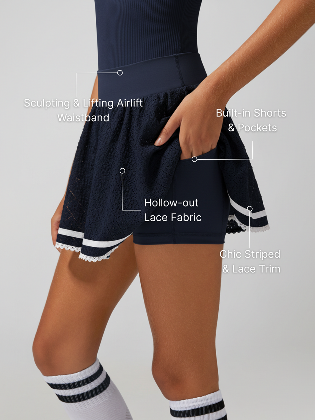 High Elasticity Hollow Out Tennis Skirt
