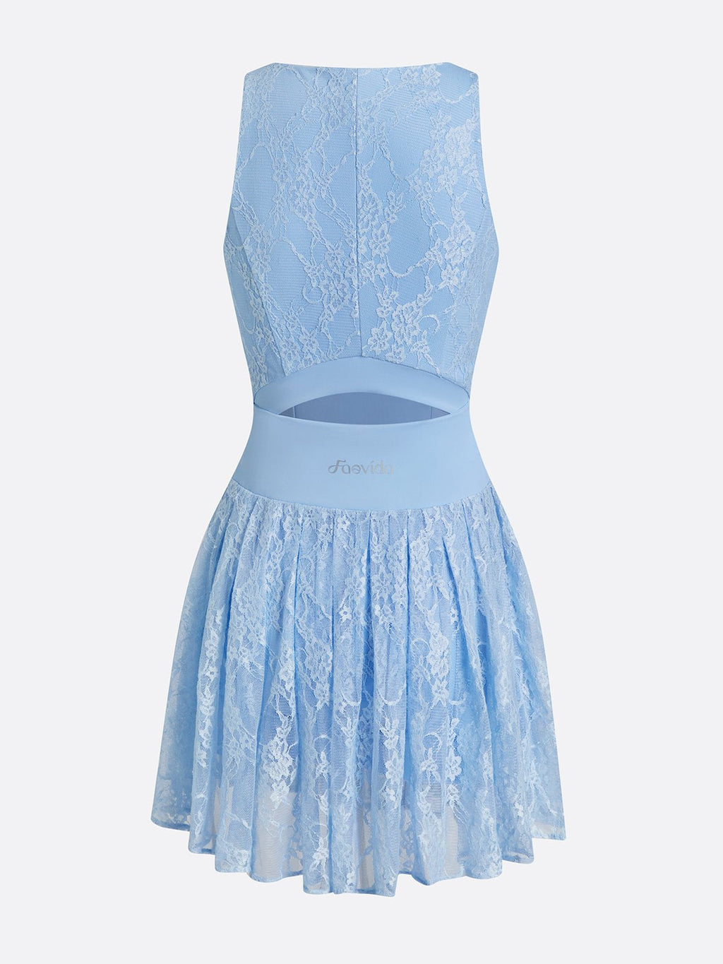 Built-in Bra 3D Floral Cut Out Lace Crew Neck Sleeveless Tennis Dress