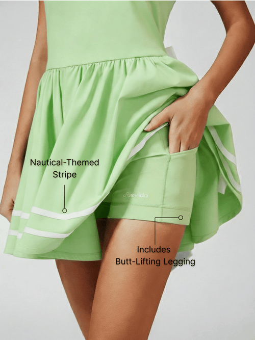 3D Bow Open-back Tennis Dress Green