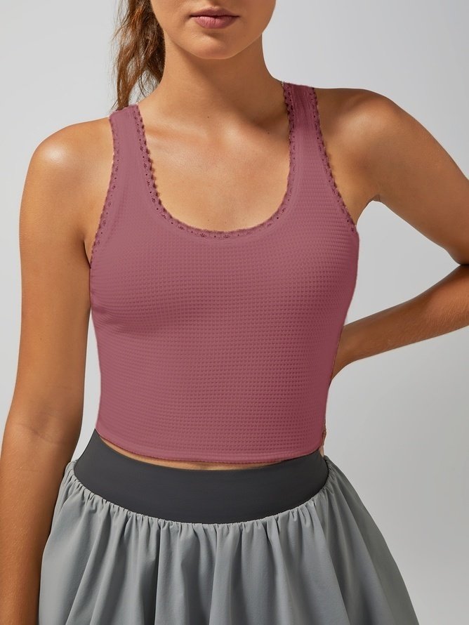 Light-to-medium Support Straps Lace Trim Crop Tank Top