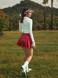 Retro Side Stripe Back Pleated A-line Golf Skirt