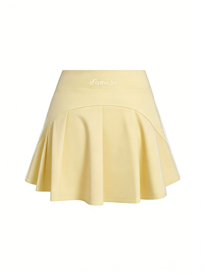 Retro Side Stripe Back Pleated A-line Golf Skirt