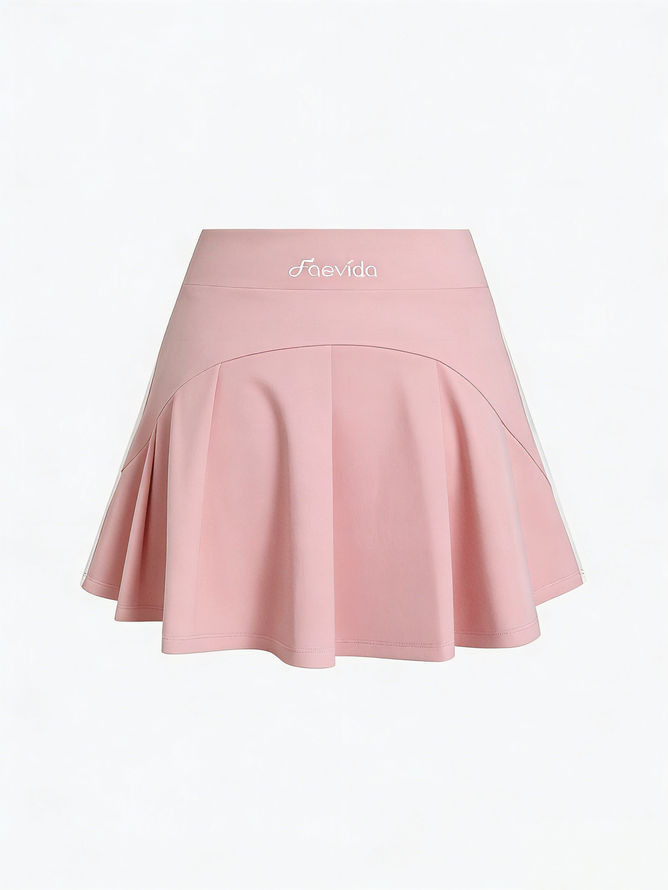 Retro Side Stripe Back Pleated A-line Golf Skirt