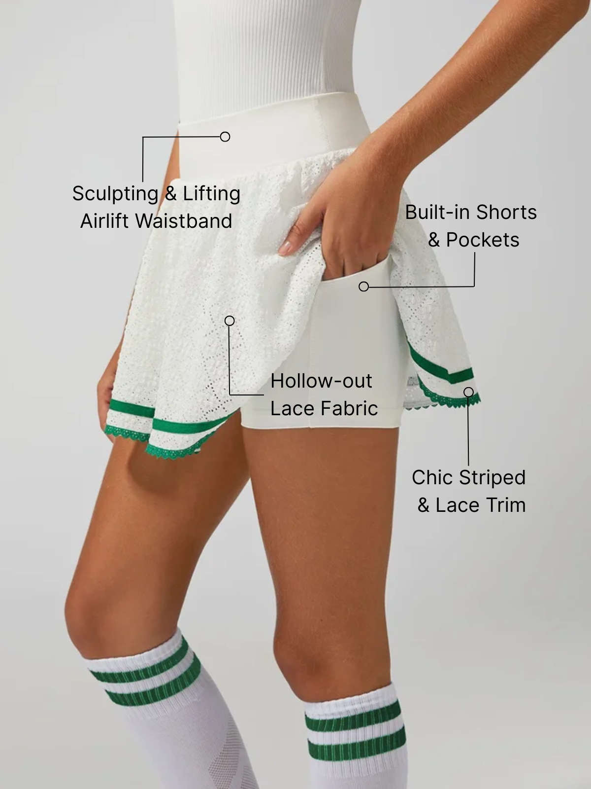 High Elasticity Hollow Out Tennis Skirt Navy Blue