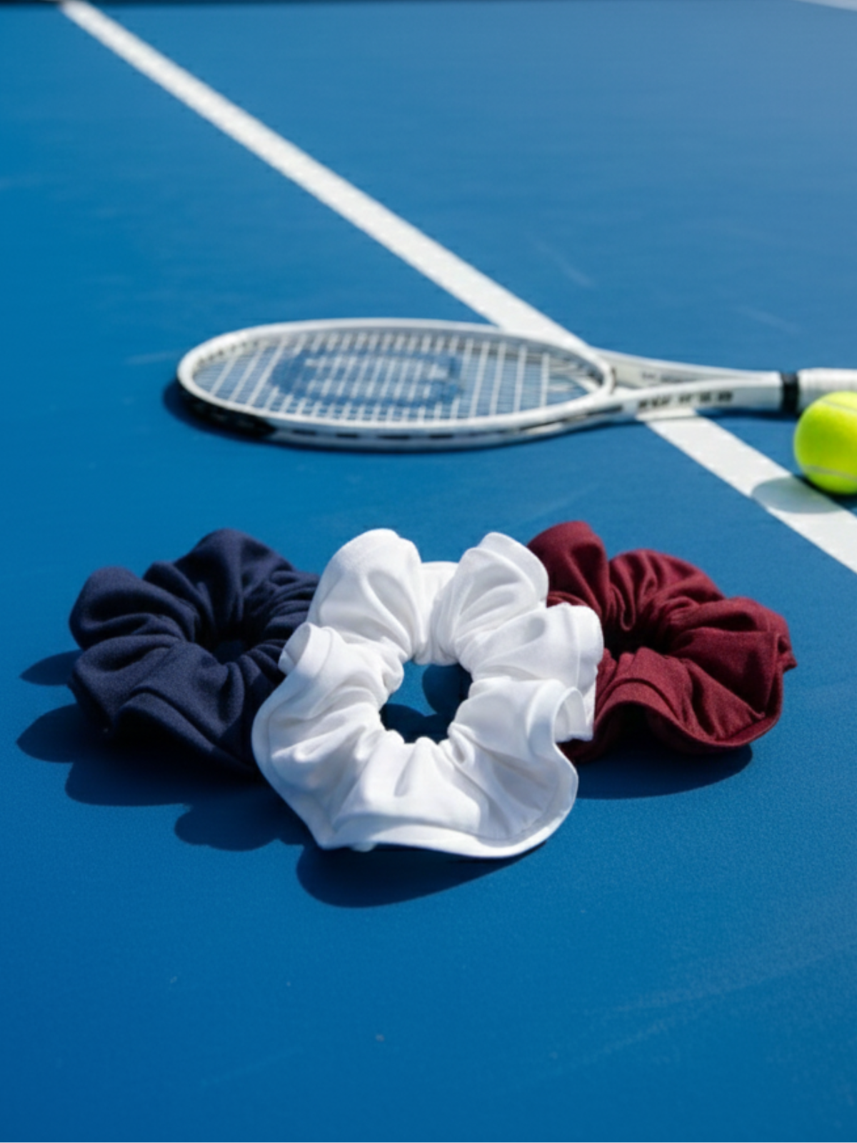 Scrunchie 3-Pack   White/Burgundy/Navy Blue