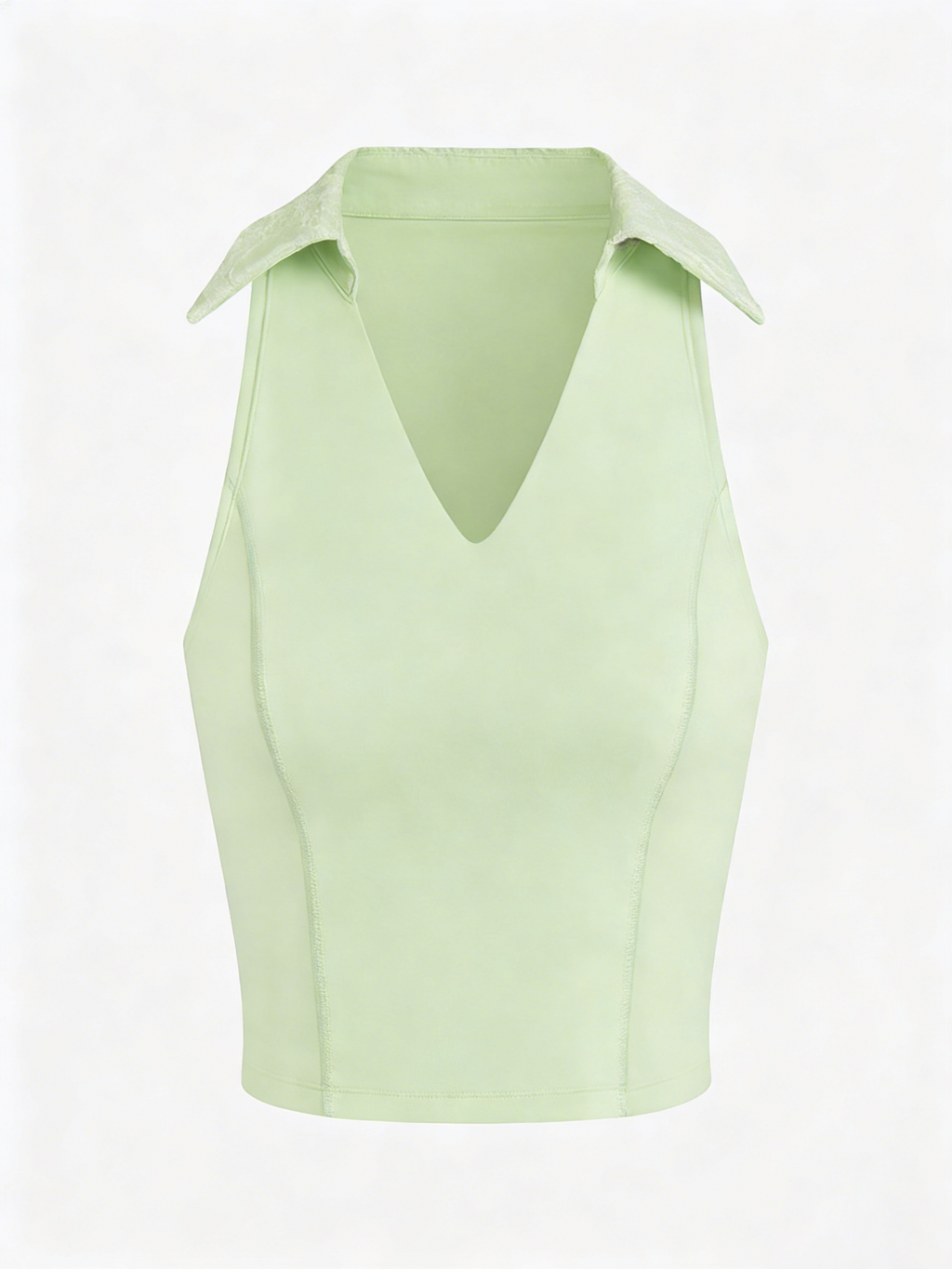 High Elasticity Lace Polo Crop Tank Top Green
