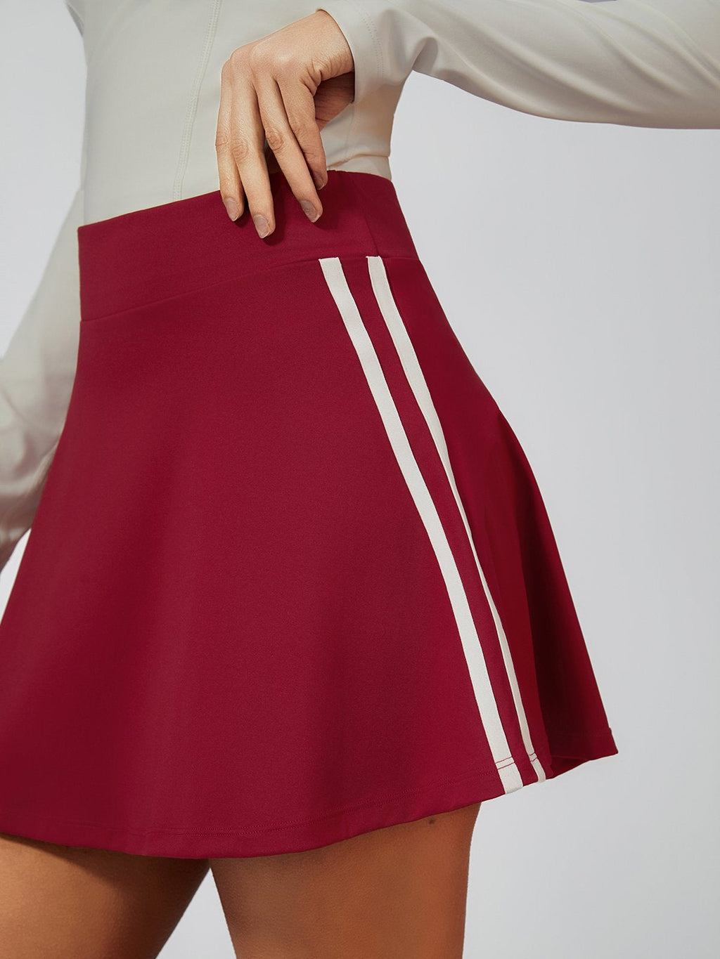 Retro Side Stripe Back Pleated A-line Tennis Skirt
