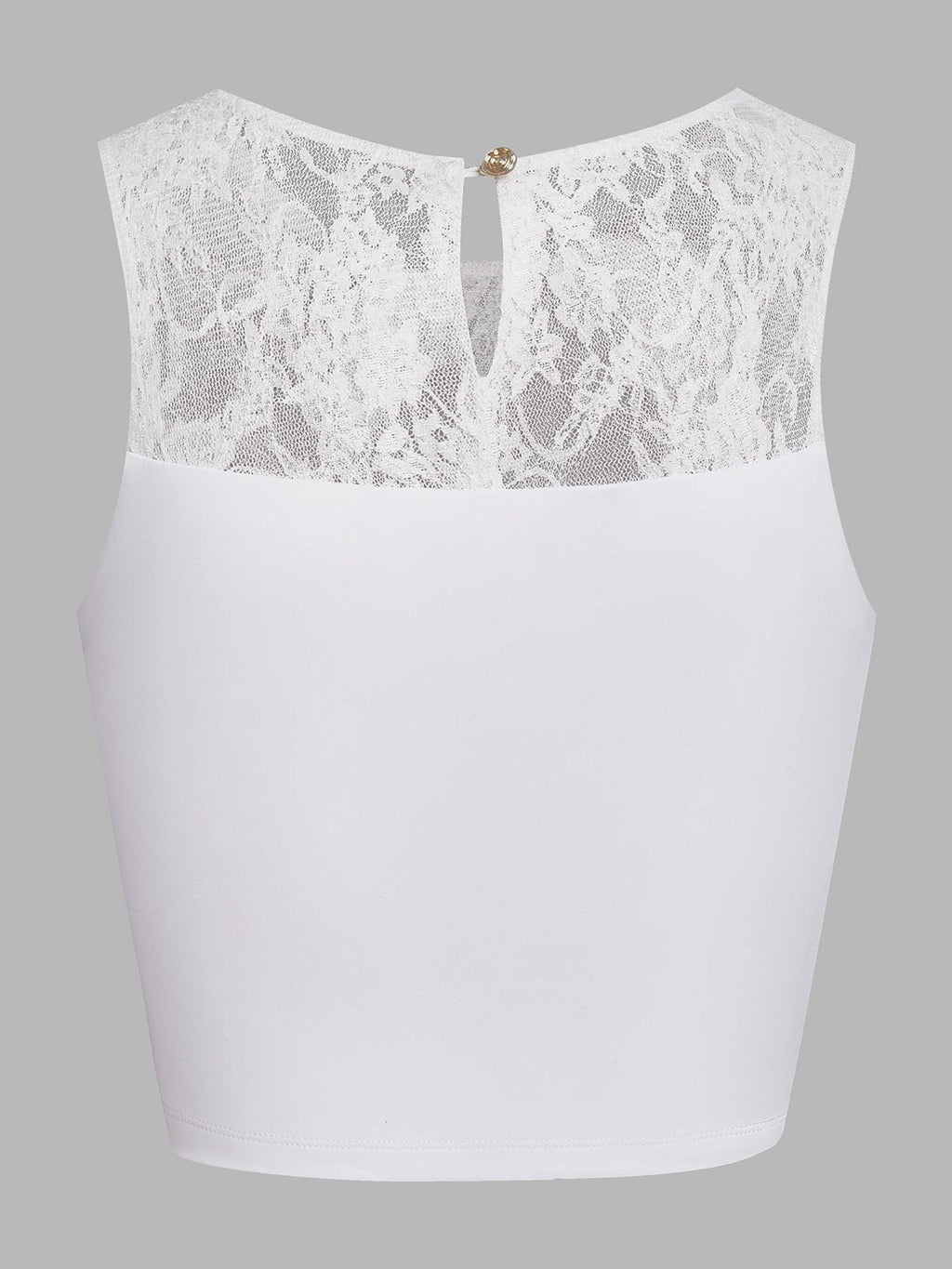 Lace Splicing Crew Neck Crop Tank Top