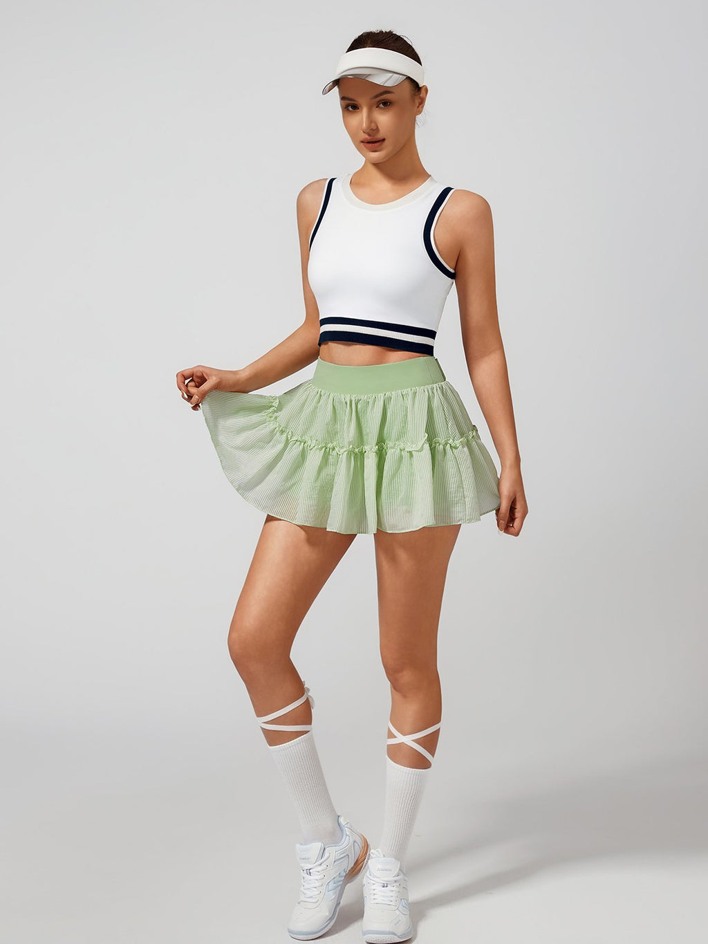 High-stretch Waistband Bow Tennis Skirt