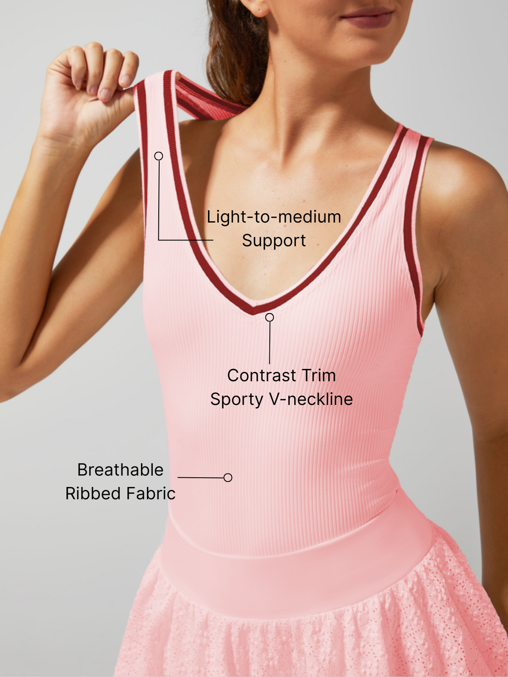 Light-to-medium Support Straps Breathable Ribbed Tank Top