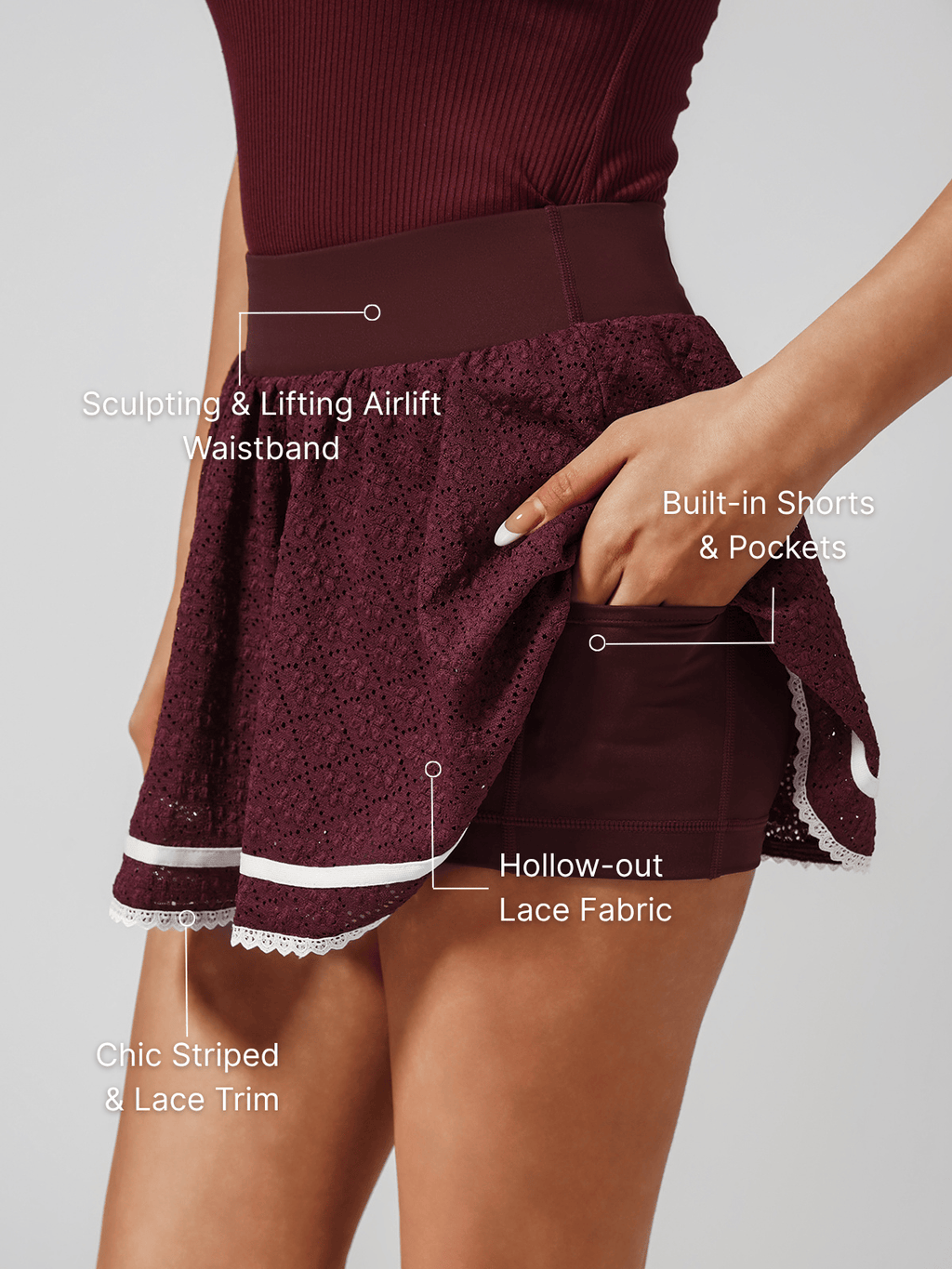 High Elasticity Hollow Out Tennis Skirt Navy Blue