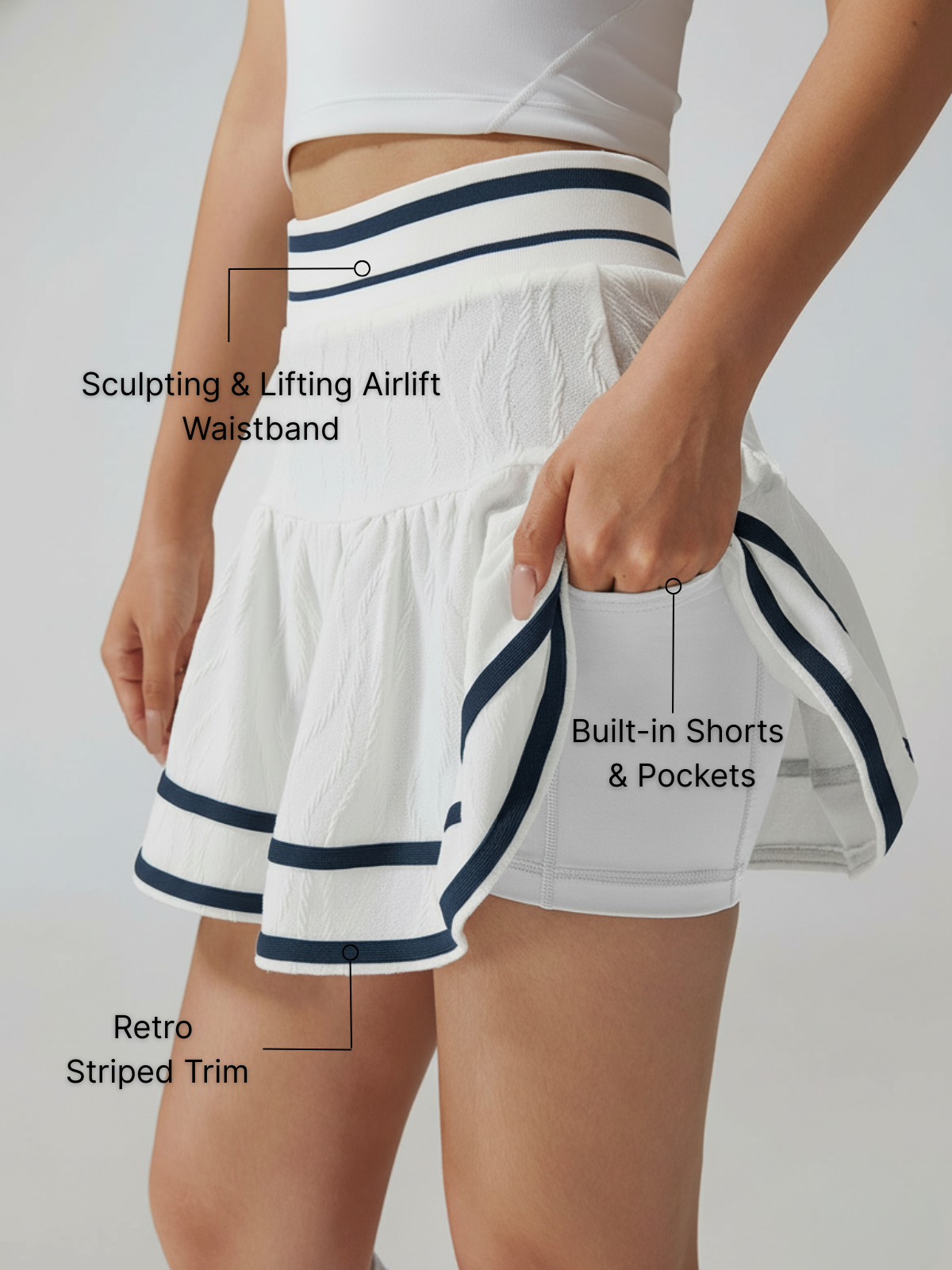 Collegiate Stripes Pleated Tennis Skirt Red