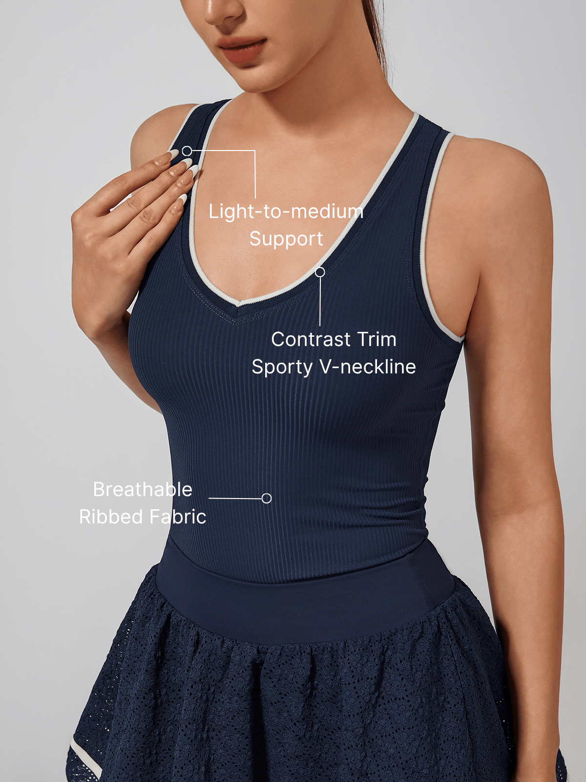 Light-to-medium Support Straps Breathable Ribbed Tank Top