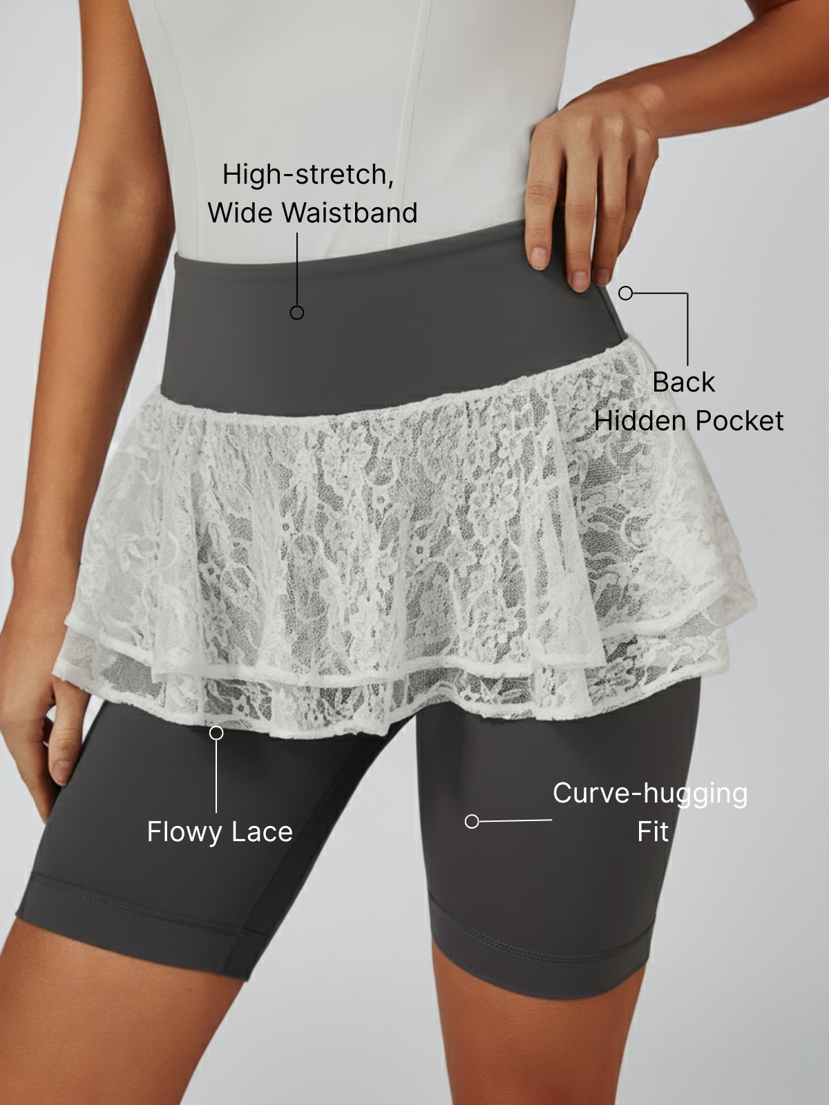 High Elasticity Flowy Lace 5" Legging