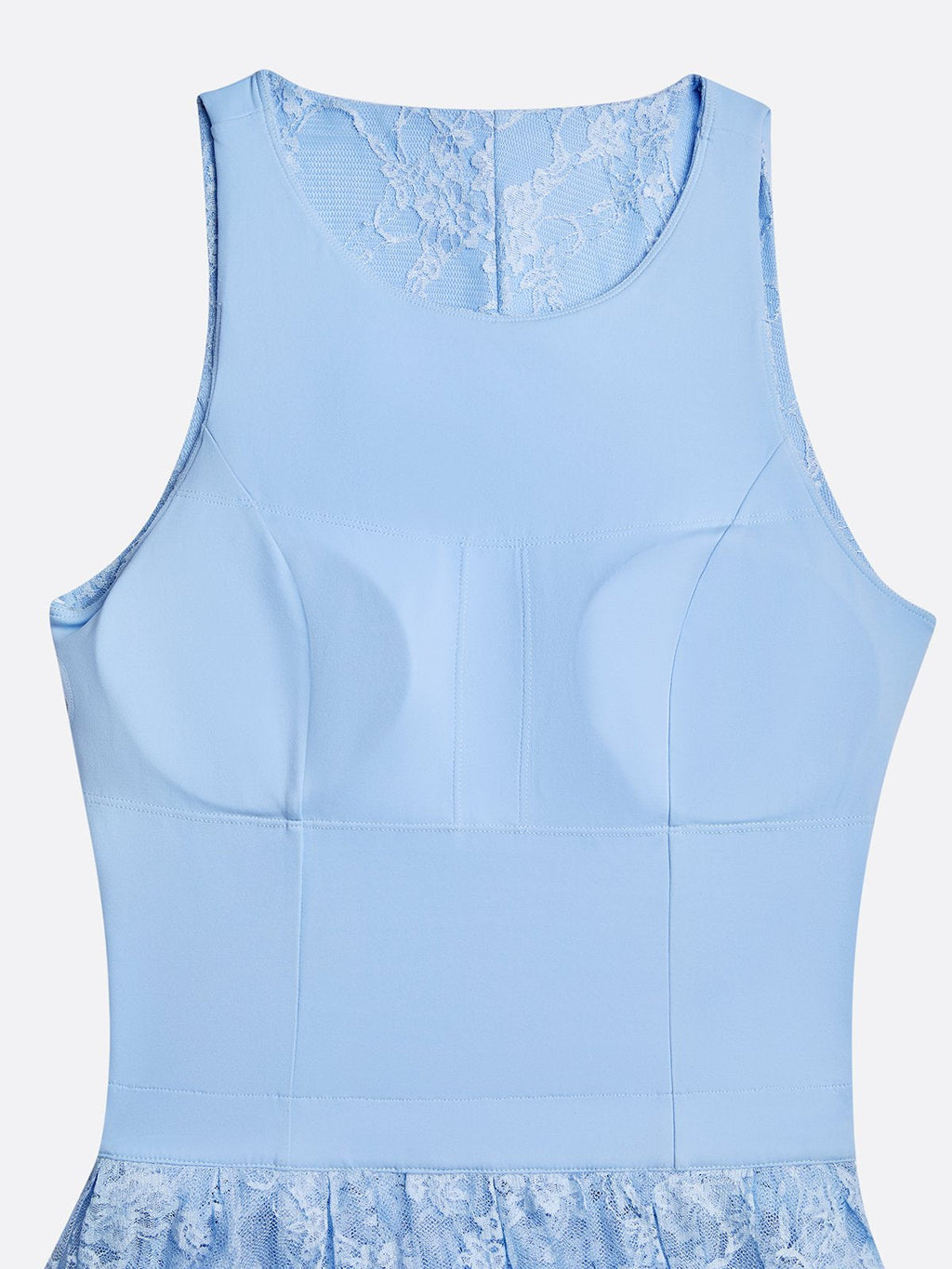 Built-in Bra 3D Floral Cut Out Lace Crew Neck Sleeveless Tennis Dress