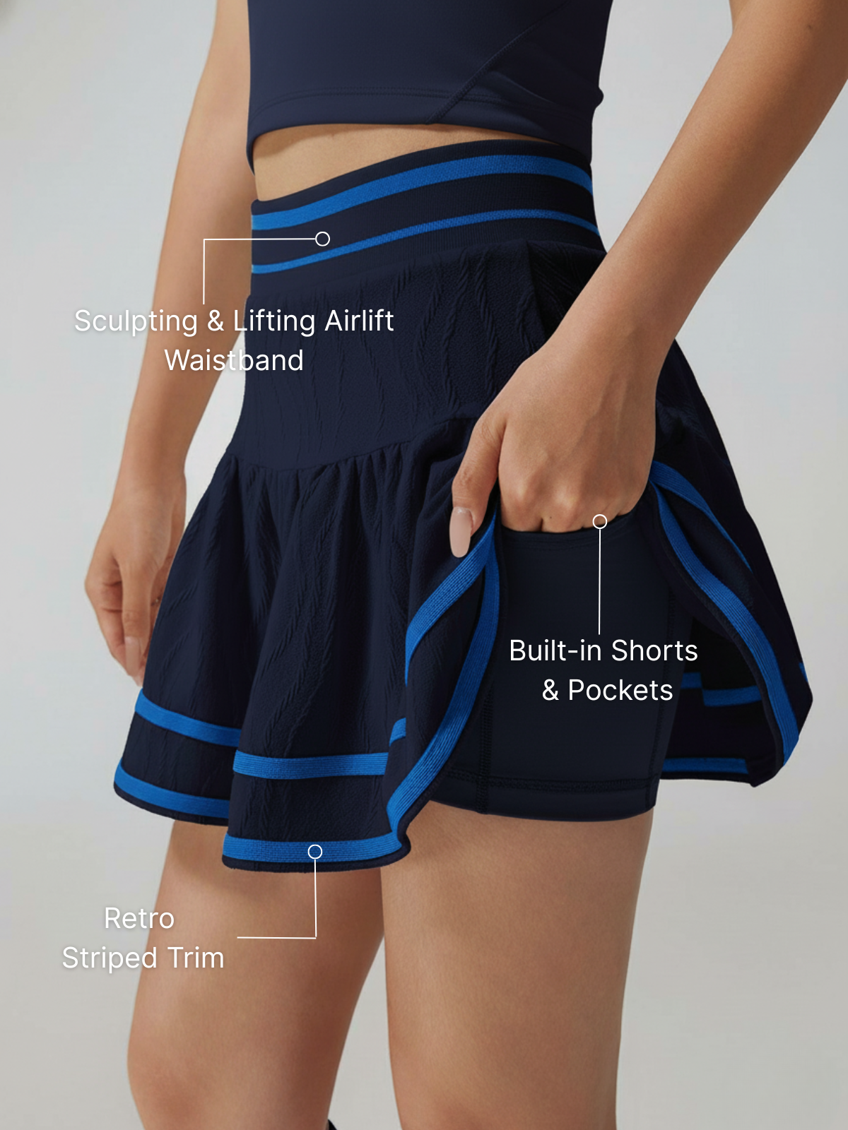 Collegiate Stripes Pleated Tennis Skirt Red
