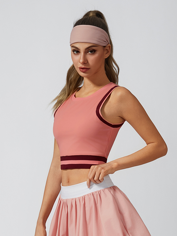 Crew Neck Pickleball Crop Tank Top Berry Pink