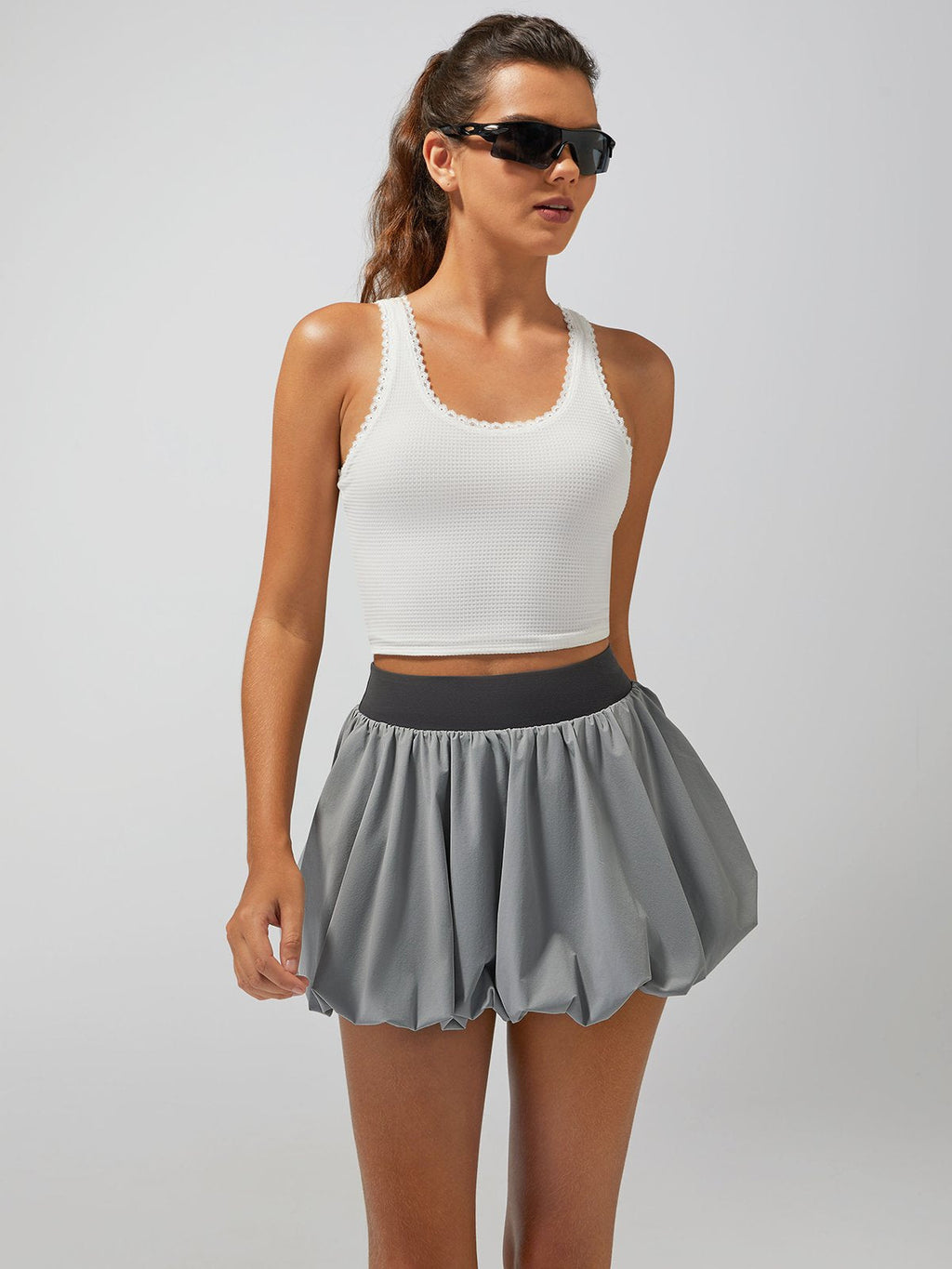 Light-to-medium Support Straps Lace Trim Crop Tank Top