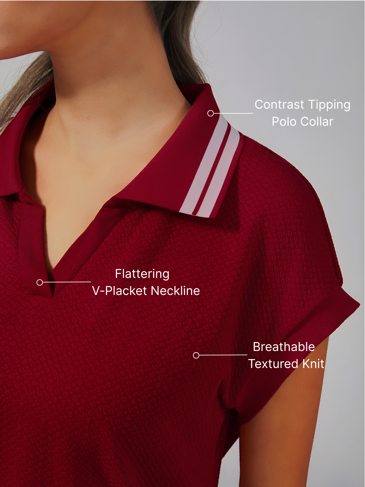 Contrast Tipping V-Neck Loose Polo Top