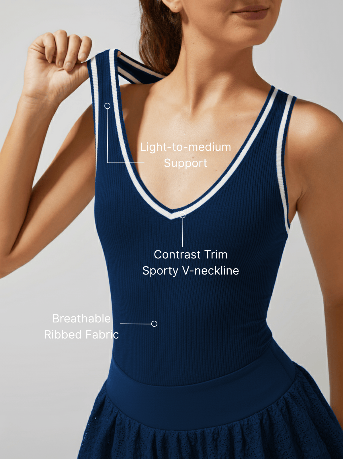 Light-to-medium Support Straps Breathable Ribbed Tank Top