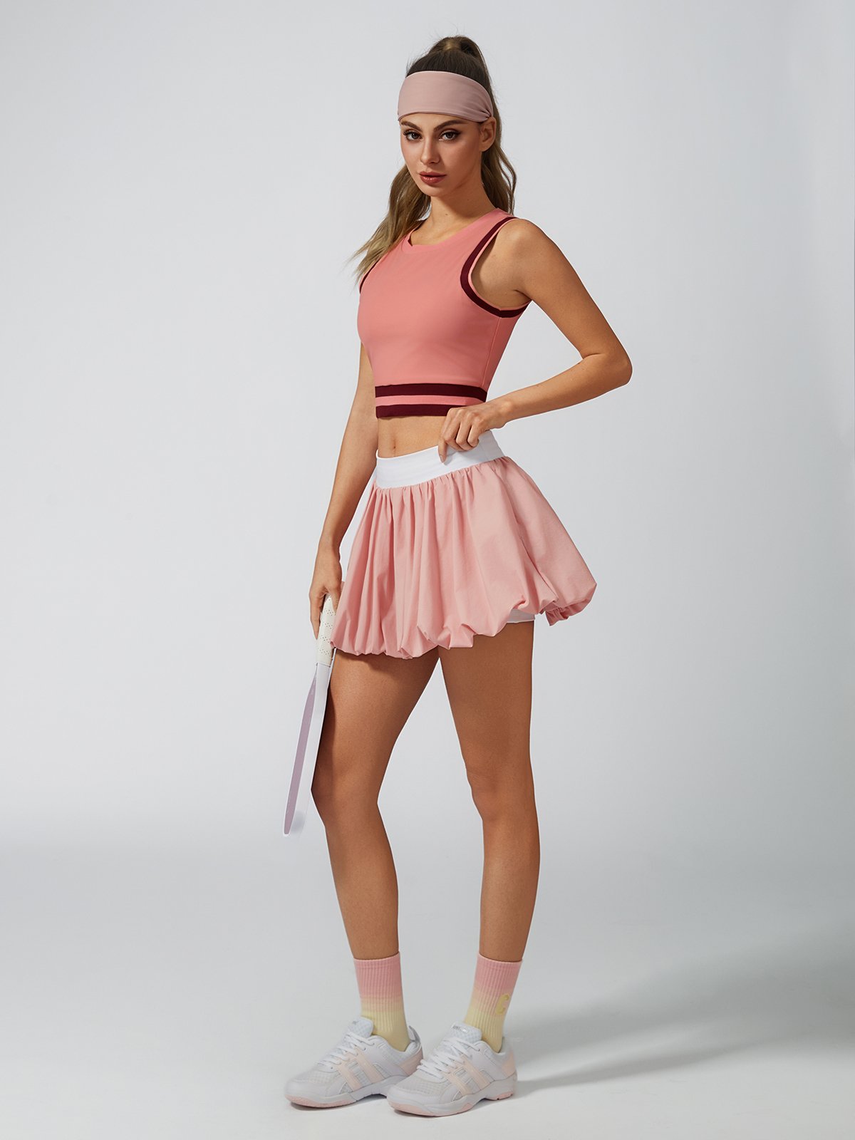 Crew Neck Pickleball Crop Tank Top Berry Pink