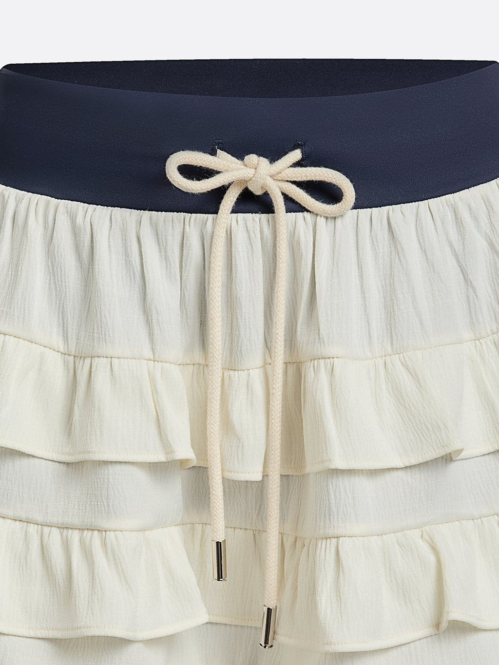 Contrast Waist Tiered Ruffles Tennis Skirt