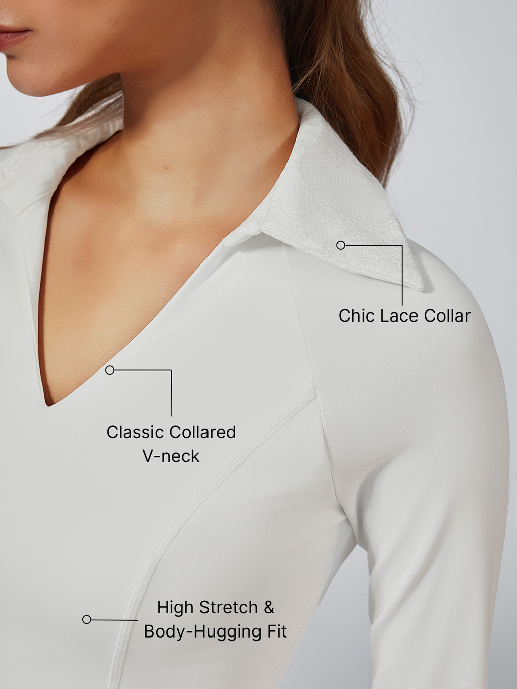 Long Sleeve Golf Lace Polo T-shirt