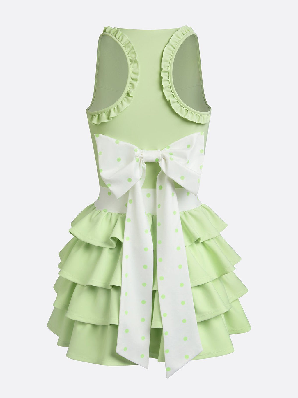 Built-in Bra Bow Folds Crew Neck Sleeveless Tennis Dress