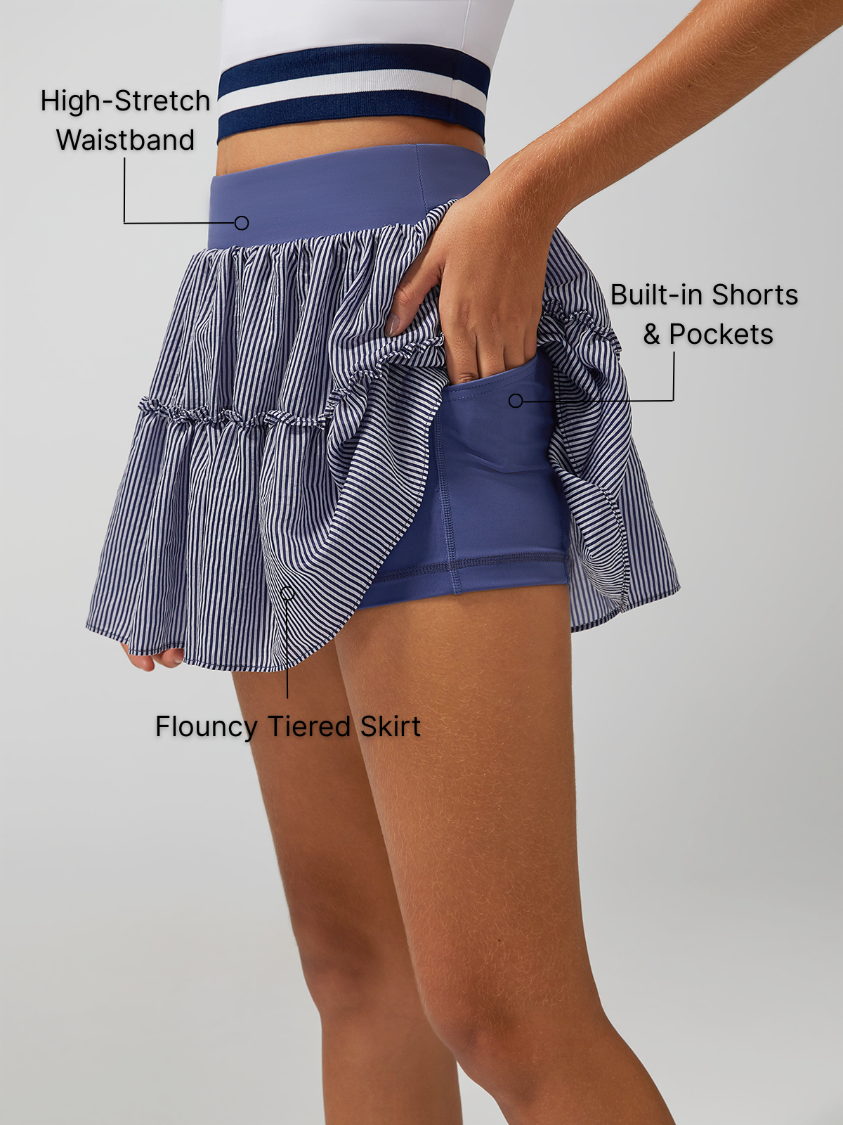 High-stretch Waistband Bow Tennis Skirt