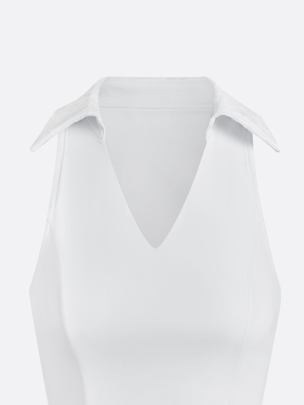 High Elasticity Lace Polo Crop Tank Top
