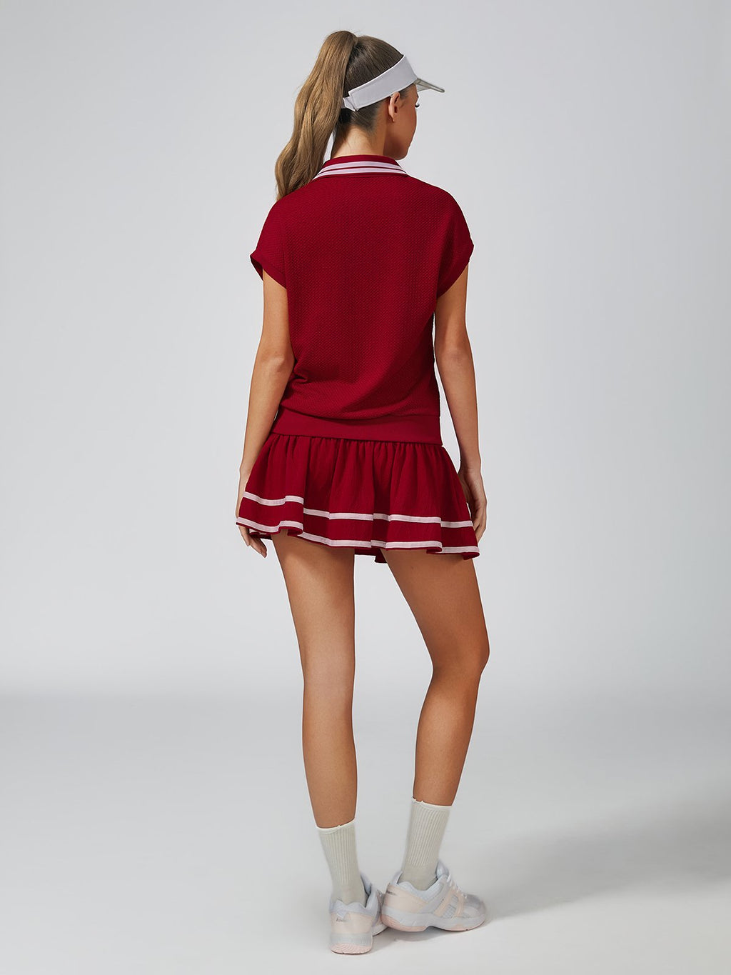 Contrast Tipping V-Neck Loose Polo Top