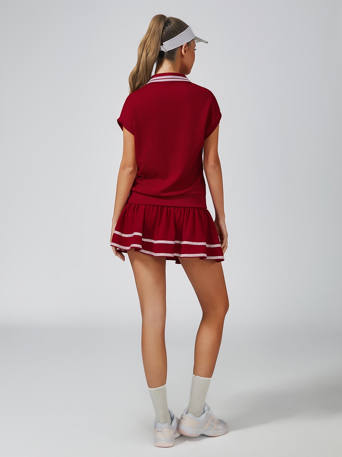 Contrast Tipping V-Neck Loose Polo Top