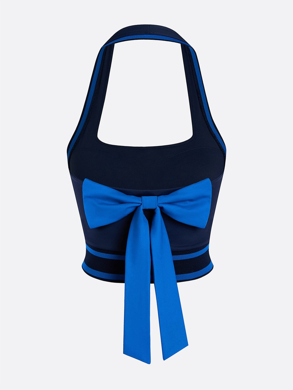 Cute Bow Halter Neckline Crop Tank Top with Built-in Bra Pink