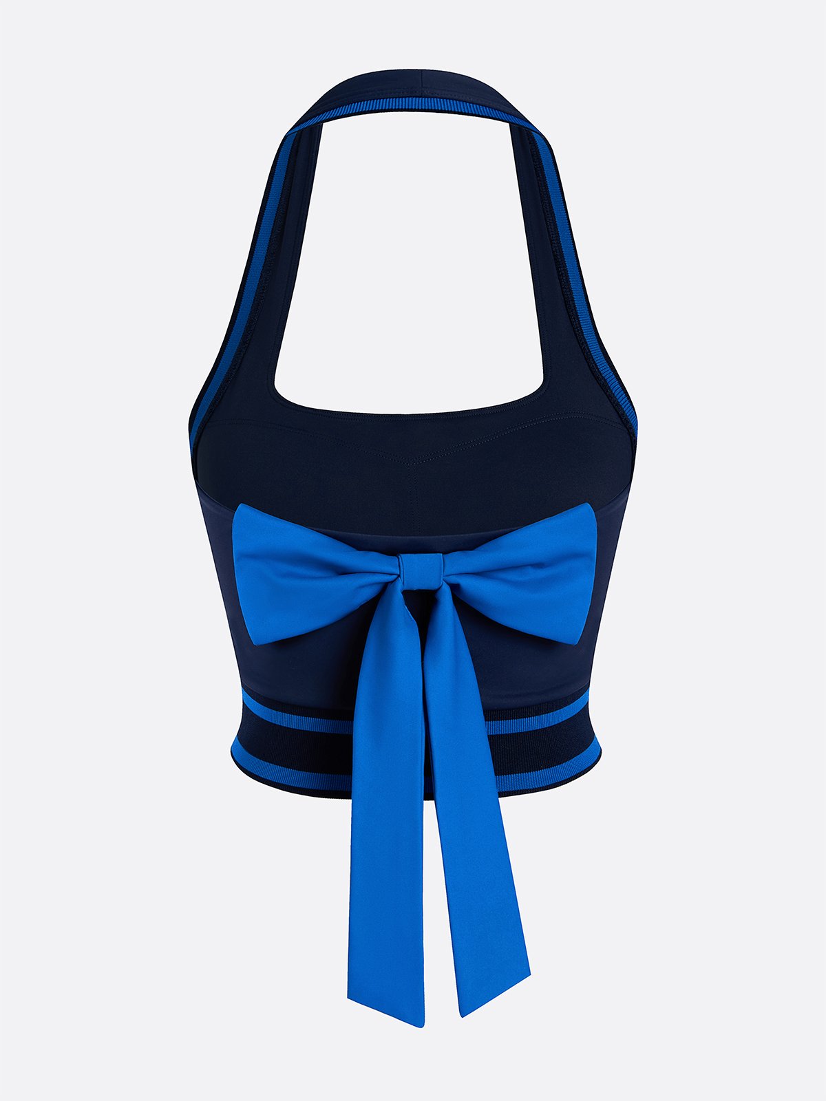Cute Bow Halter Neckline Crop Tank Top with Built-in Bra