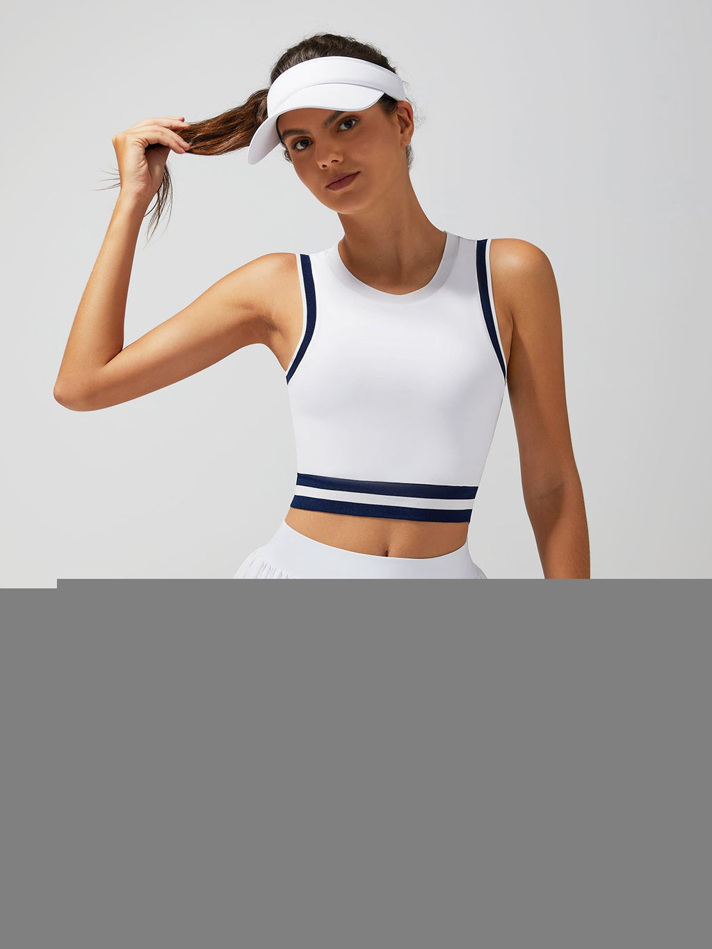 Seamless Ribbed Performance Fabric Crew Neck Crop Tank Top