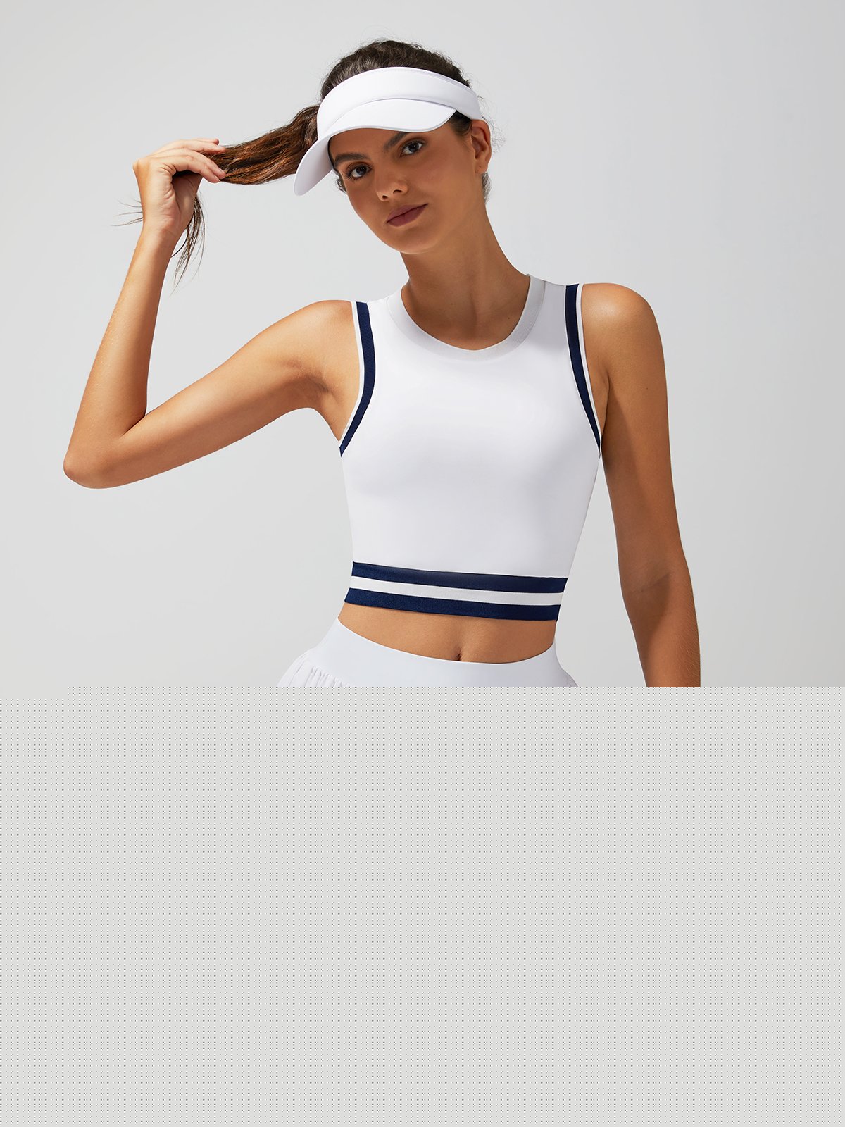 Seamless Ribbed Performance Fabric Crew Neck Crop Tank Top