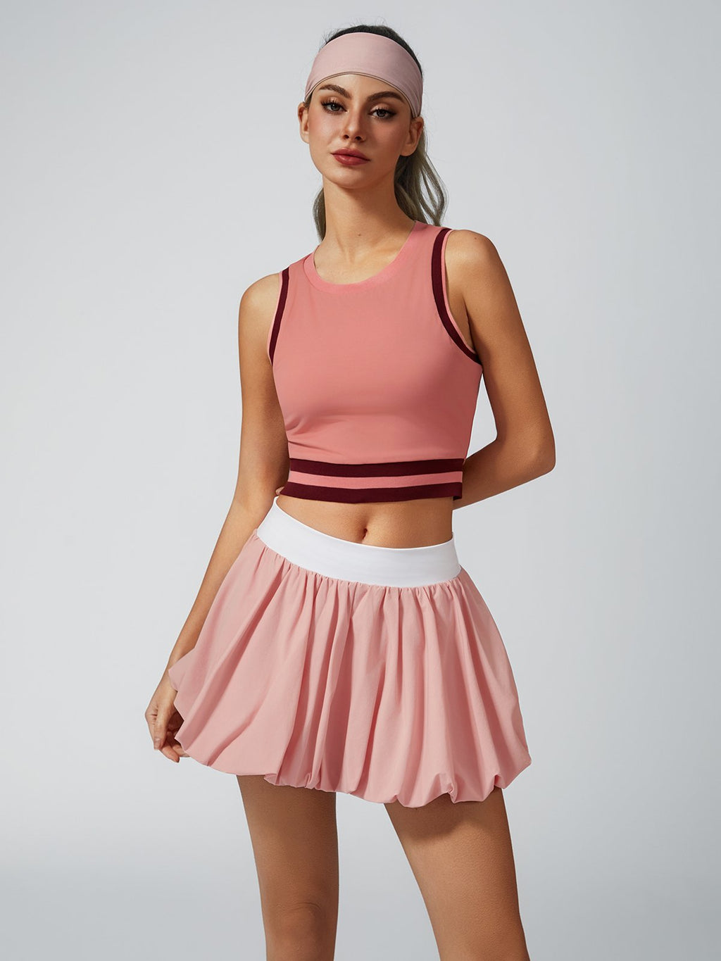 Seamless Ribbed Performance Fabric Crew Neck Crop Tank Top