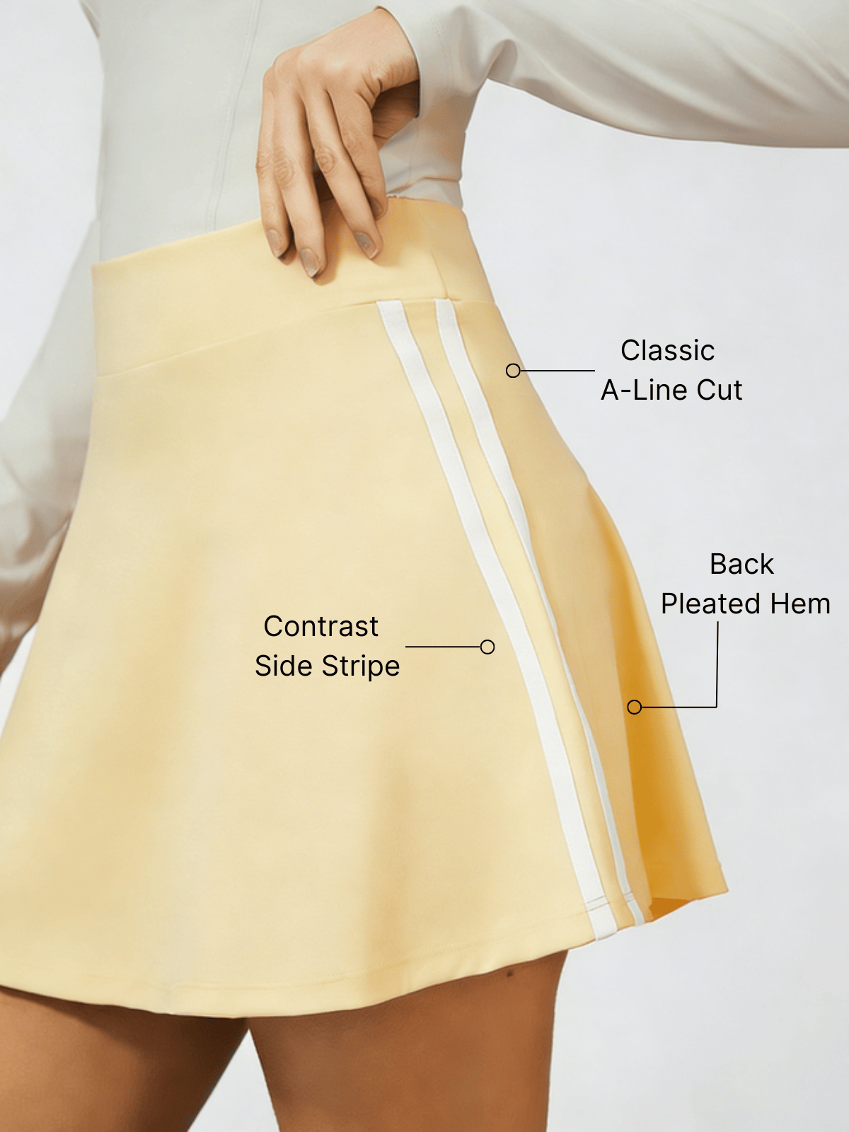 Retro Side Stripe Back Pleated A-line Golf Skirt