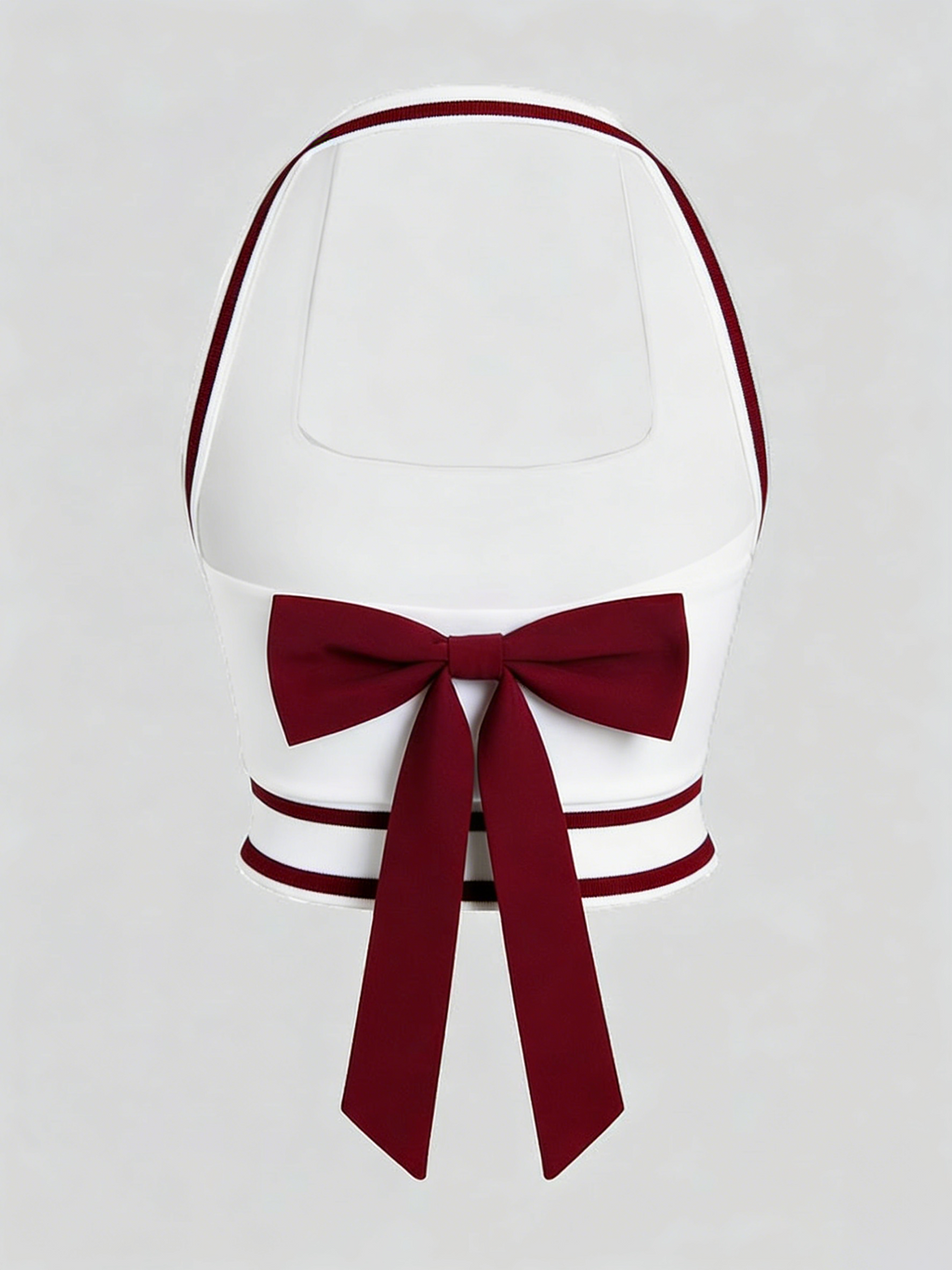 Cute Bow Halter Neckline Crop Tank Top with Built-in Bra