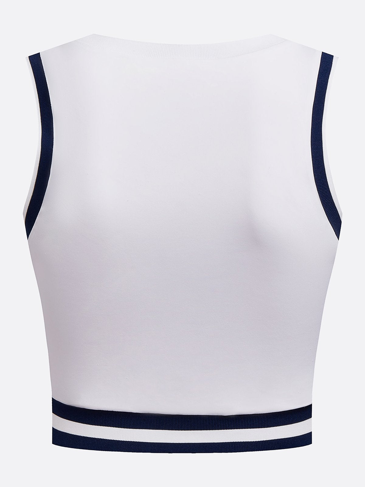 Seamless Ribbed Performance Fabric Crew Neck Crop Tank Top