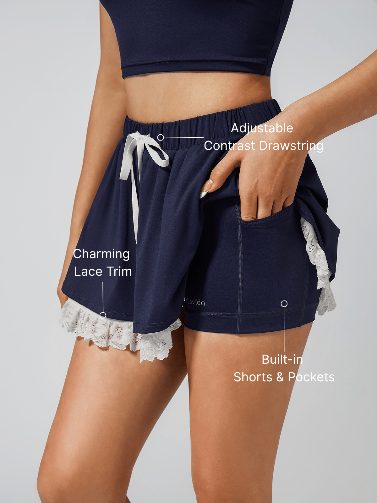 Cooling Lace Drawstring A-Line Tennis Skirt