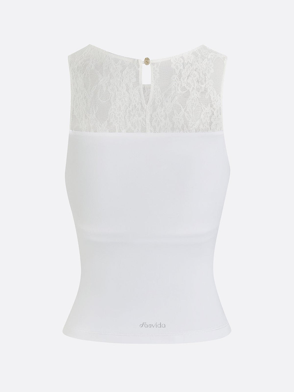 Lace Splicing Crew Neck Tank Top with Built-in Bra