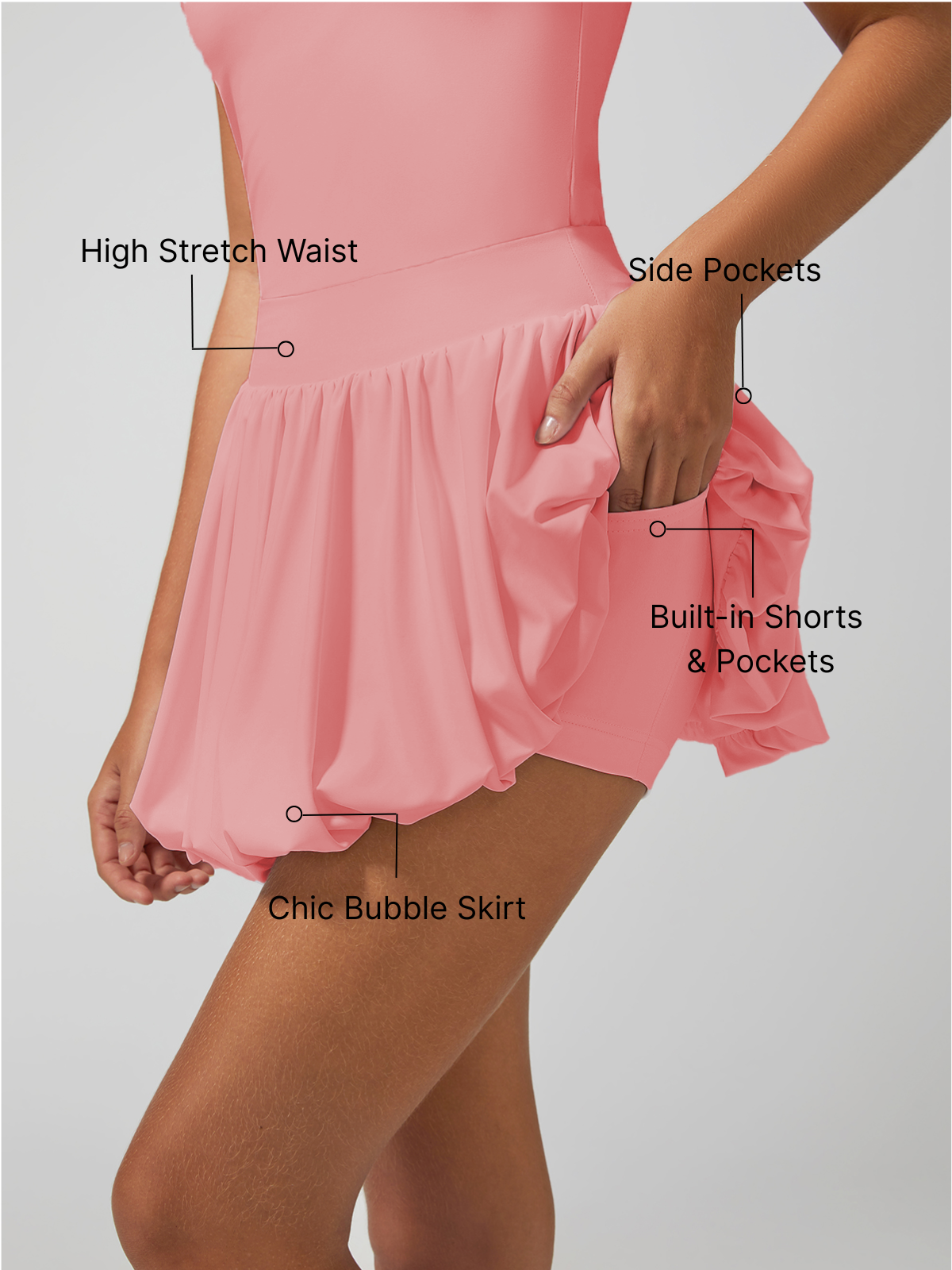 Pocket Stitching Bubble Tennis Skirt