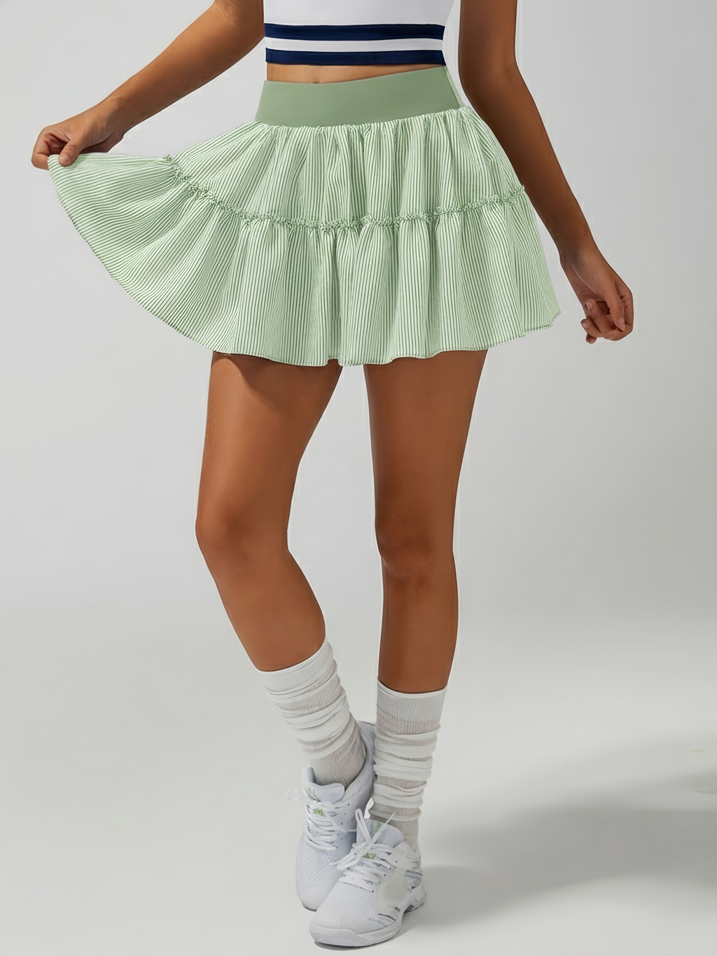High-stretch Waistband Bow Tennis Skirt