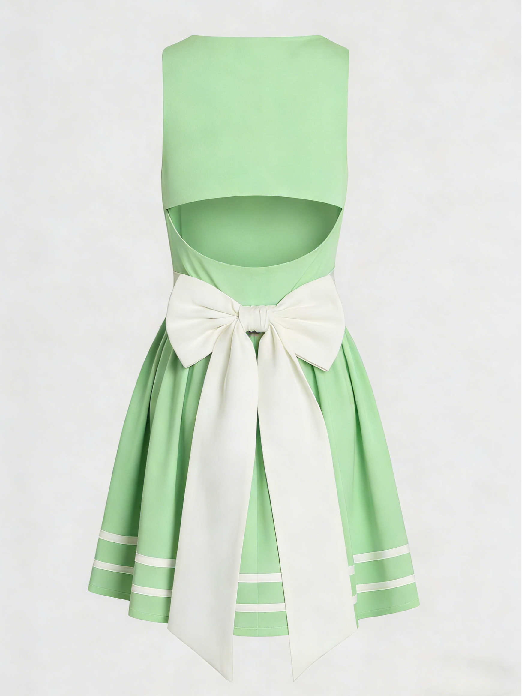 3D Bow Open-back Tennis Dress Green